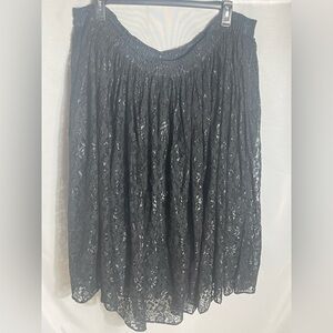 HolyClothing Black Lace Skirt Elastic Waist Boho Gothic 2X/3X Plus Size 24" Long